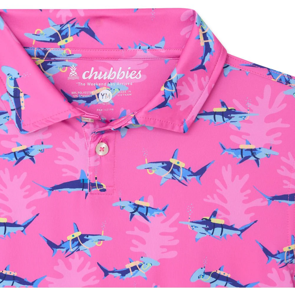 Chubbies Youth The Great Pink Shark Polo - Image 2